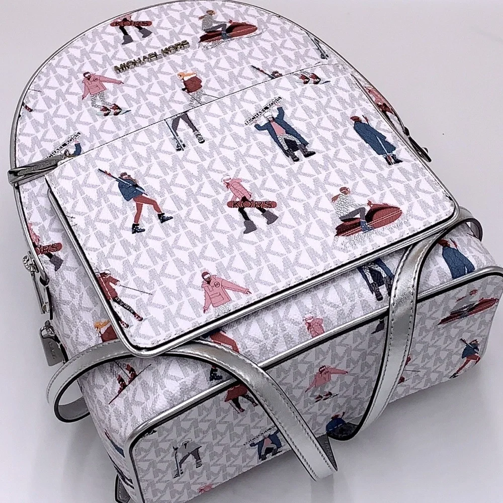 Michael Kors Jet Set Girls ADINA Medium Backpack Bright White Multi Color - Picture 10 of 16